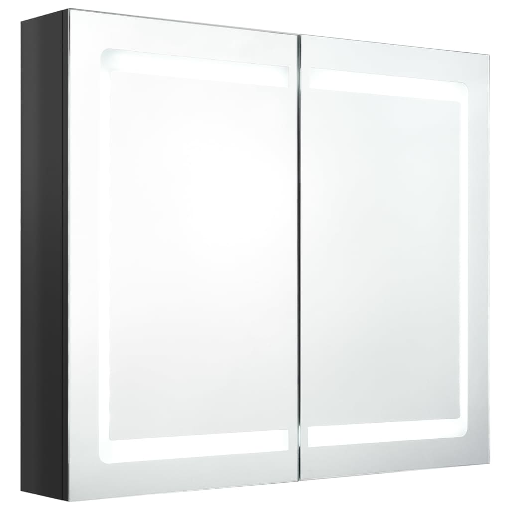 LED-Spiegelschrank fürs Bad Glänzend Schwarz 80x12x68 cm
