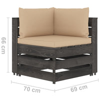 Thumbnail for 12-tlg. Garten-Lounge-Set mit Kissen Grau Imprägniertes Holz