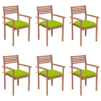 Thumbnail for Stapelbare Gartenstühle mit Kissen 6 Stk. Massivholz Teak
