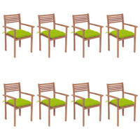 Thumbnail for Stapelbare Gartenstühle mit Kissen 8 Stk. Massivholz Teak
