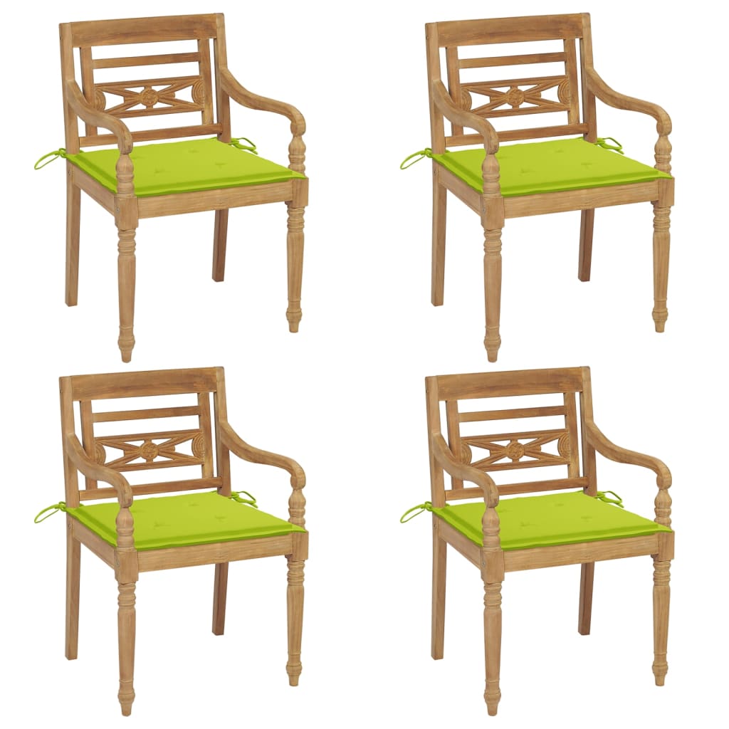 Batavia-Stühle mit Kissen 4 Stk. Massivholz Teak