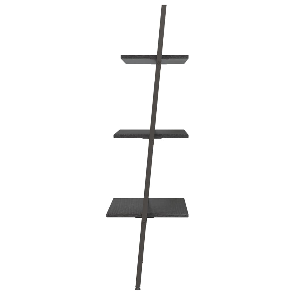 Leiterregal mit 3 Böden Schwarz 64x34x116 cm