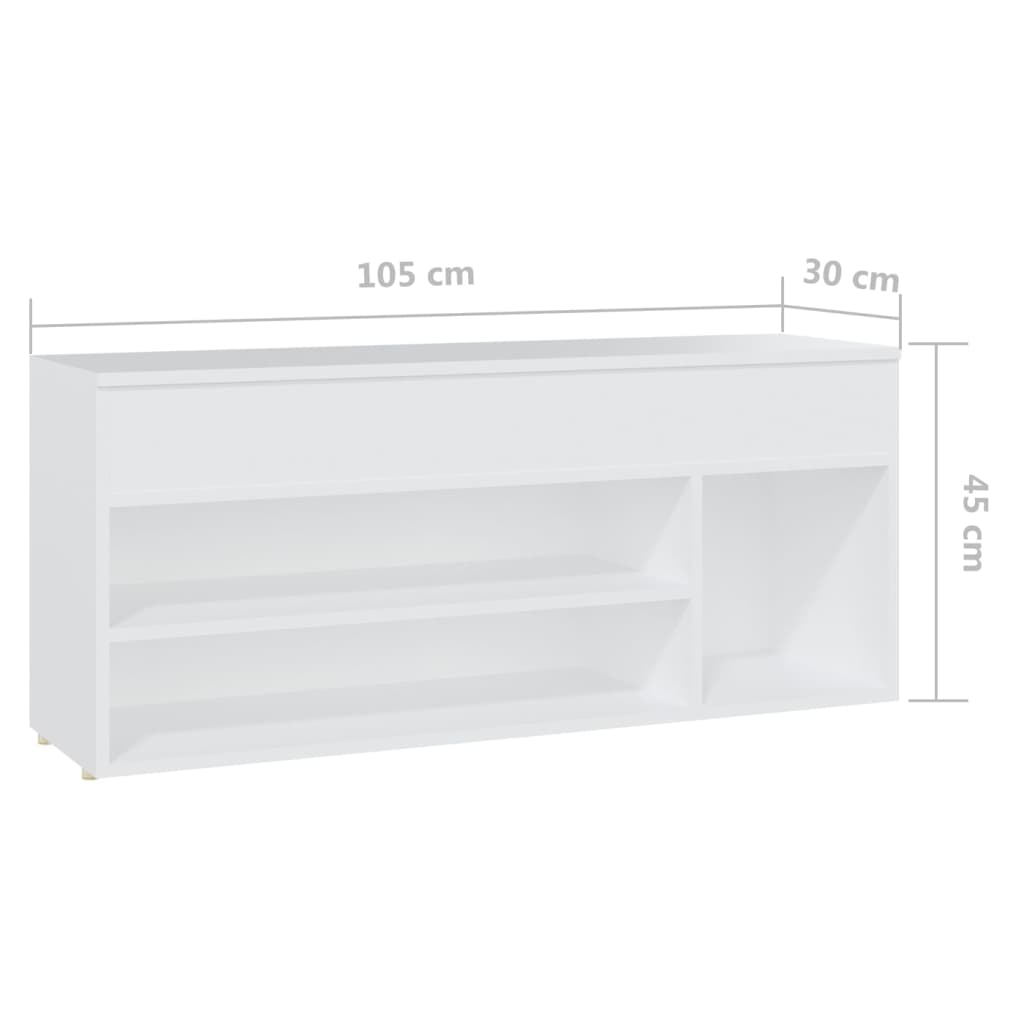 Schuhbank Weiß 105x30x45 cm Holzwerkstoff