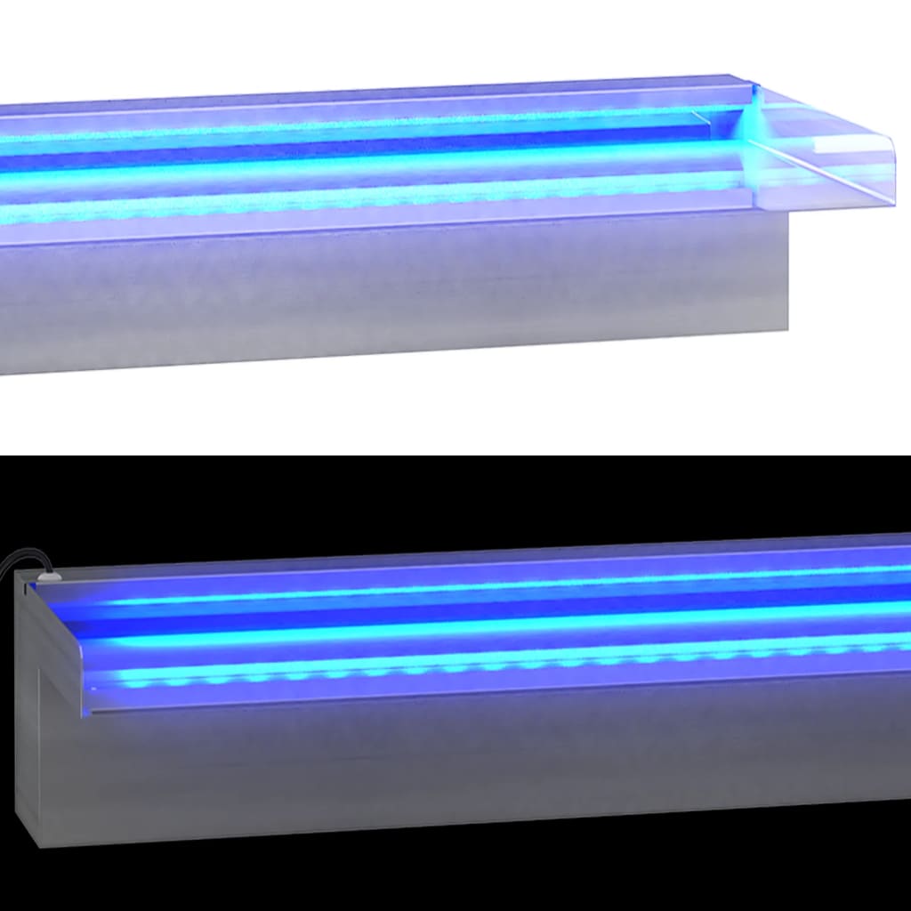 Wasserfall-Element mit RGB LEDs Edelstahl 60 cm