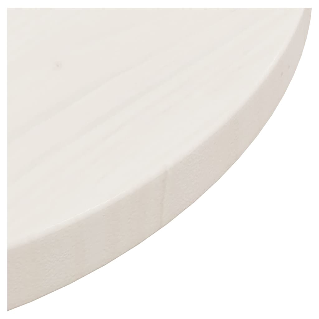 Tischplatte Weiß Ø40x2,5 cm Massivholz Kiefer
