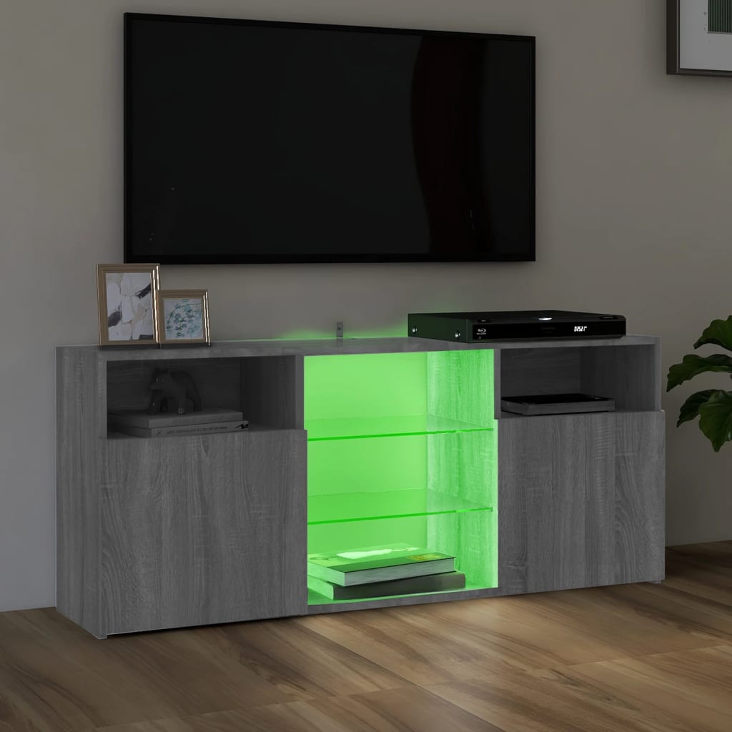 TV-Schrank mit LED-Leuchten Grau Sonoma 120x30x50 cm