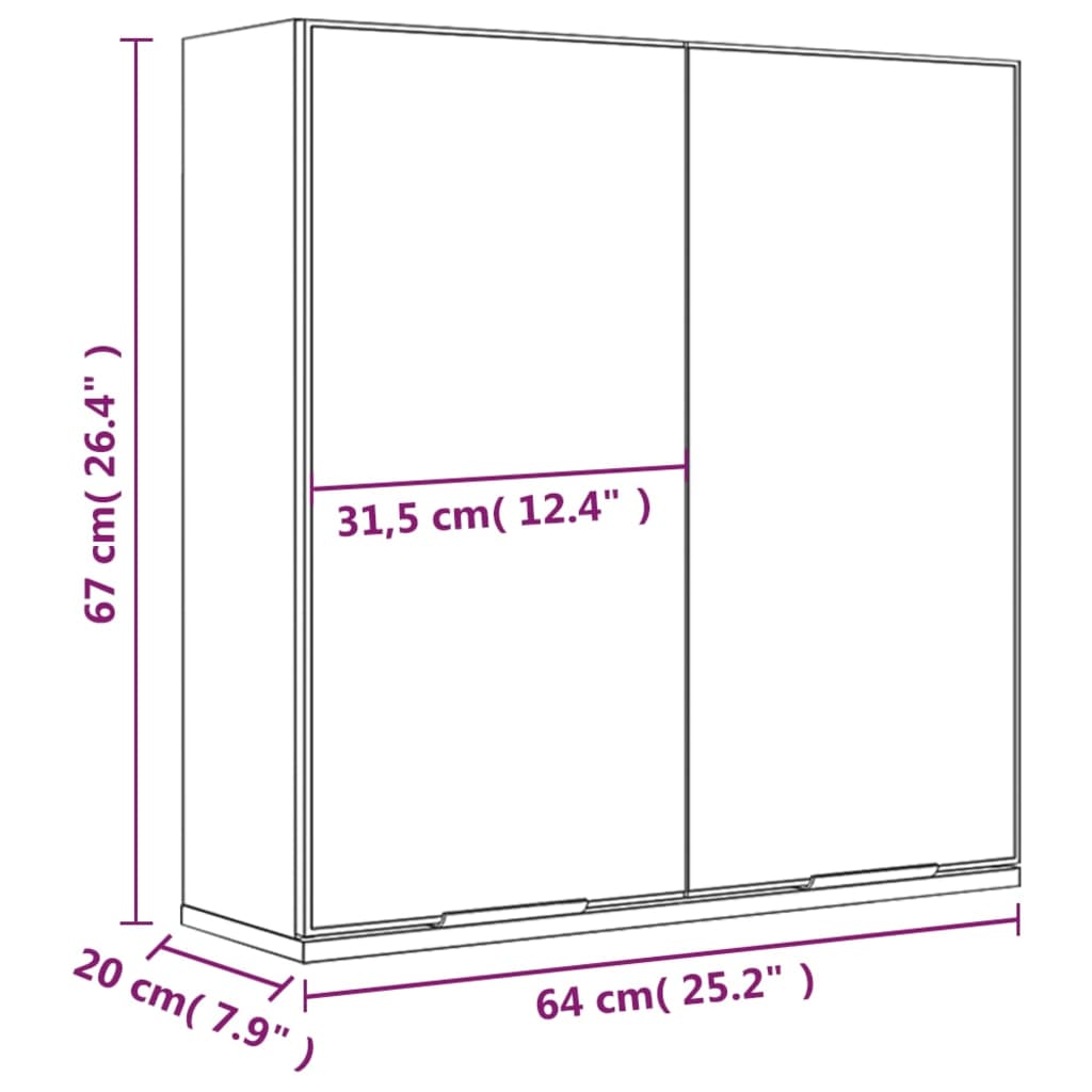 Bad-Spiegelschrank Grau Sonoma 64x20x67 cm