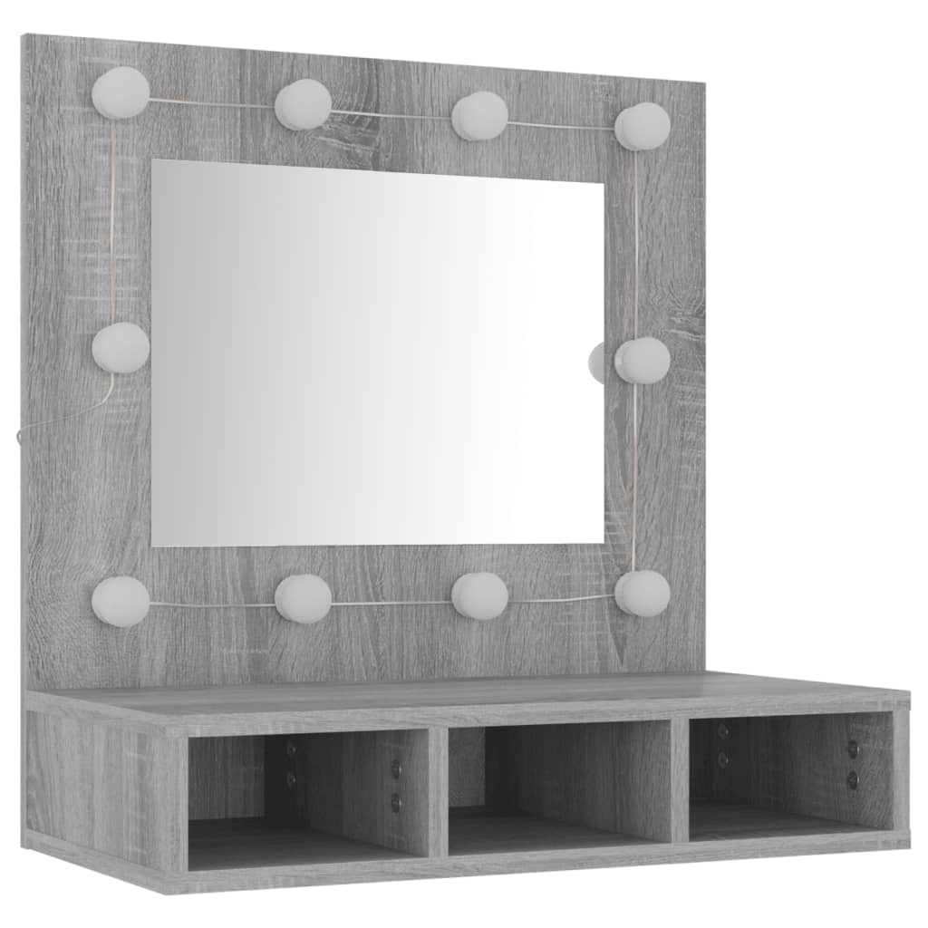Spiegelschrank mit LED Grau Sonoma 60x31,5x62 cm