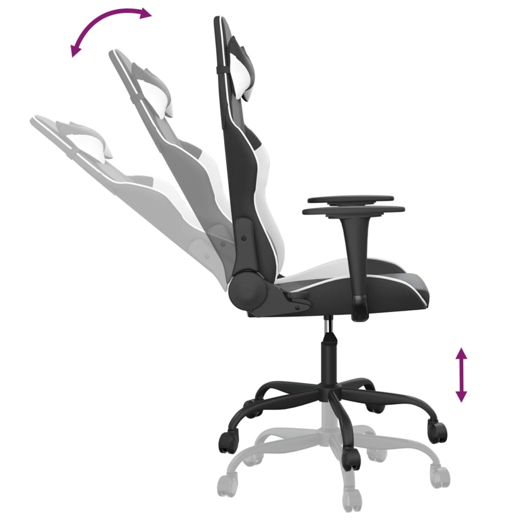 Gaming-Stuhl mit Massagefunktion Schwarz und Weiß Kunstleder