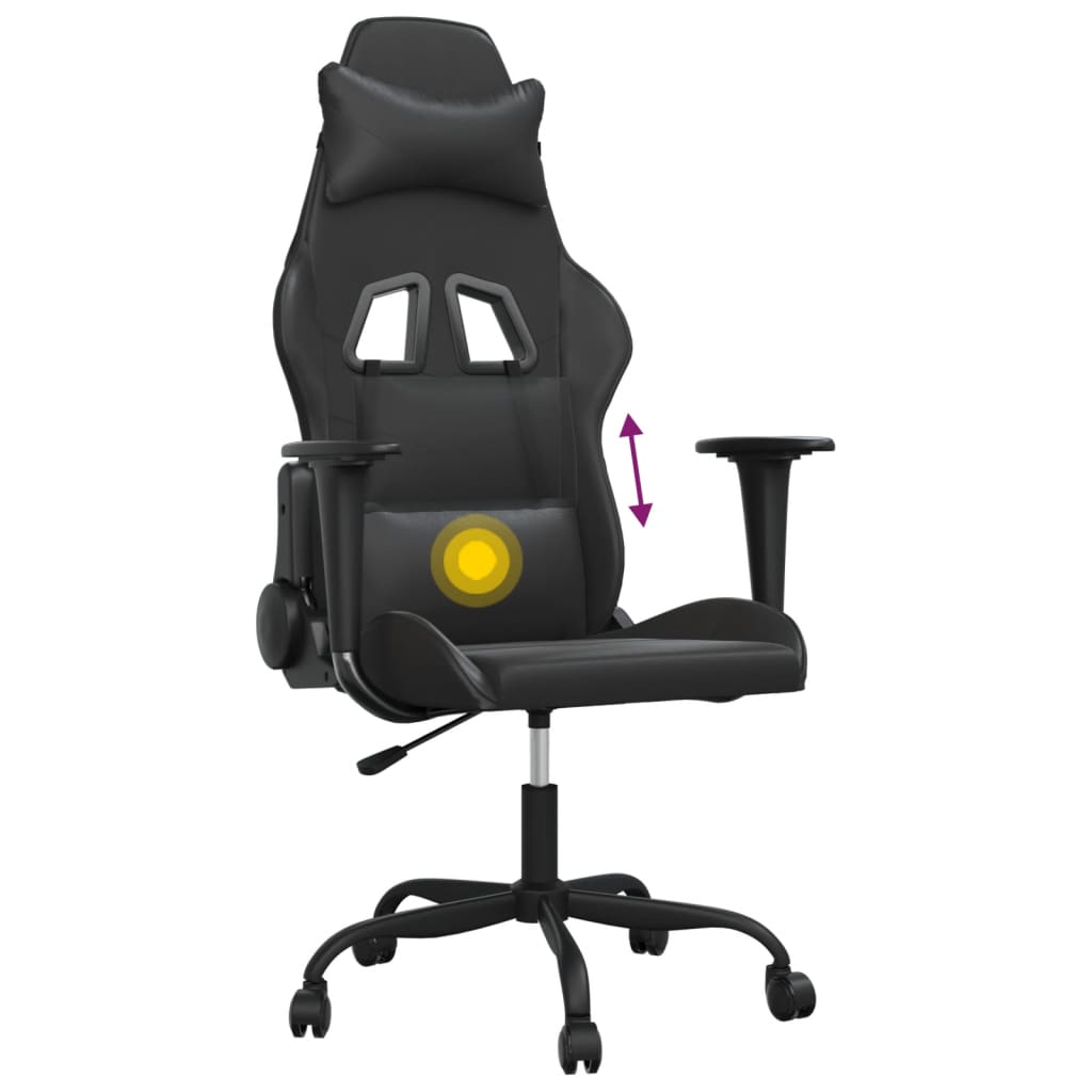 Gaming-Stuhl mit Massagefunktion Schwarz Kunstleder