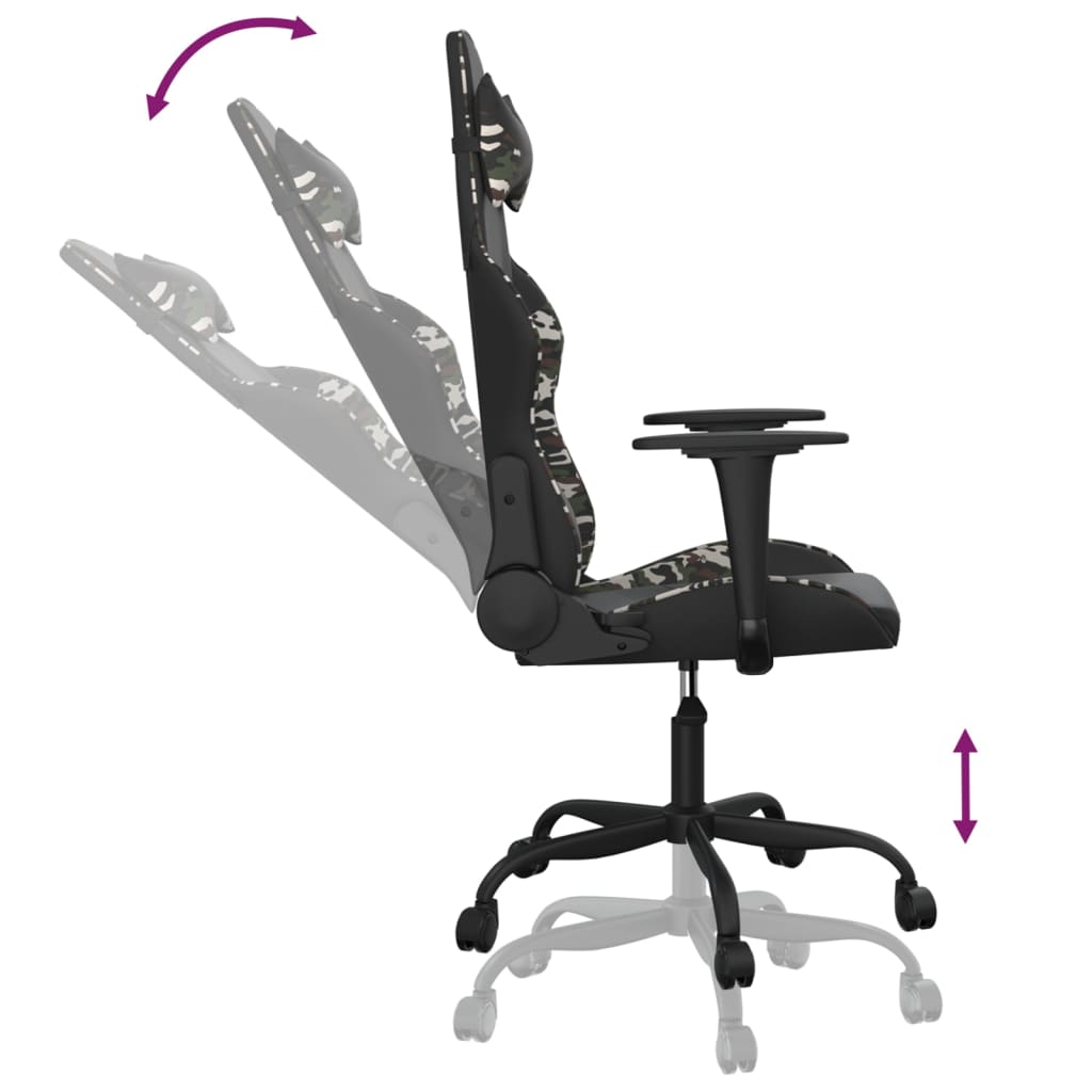 Gaming-Stuhl mit Massagefunktion Schwarz Tarnfarben Kunstleder