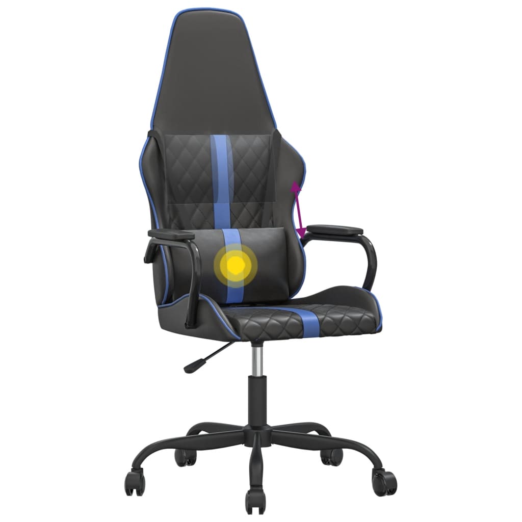 Gaming-Stuhl mit Massagefunktion Blau und Schwarz Kunstleder
