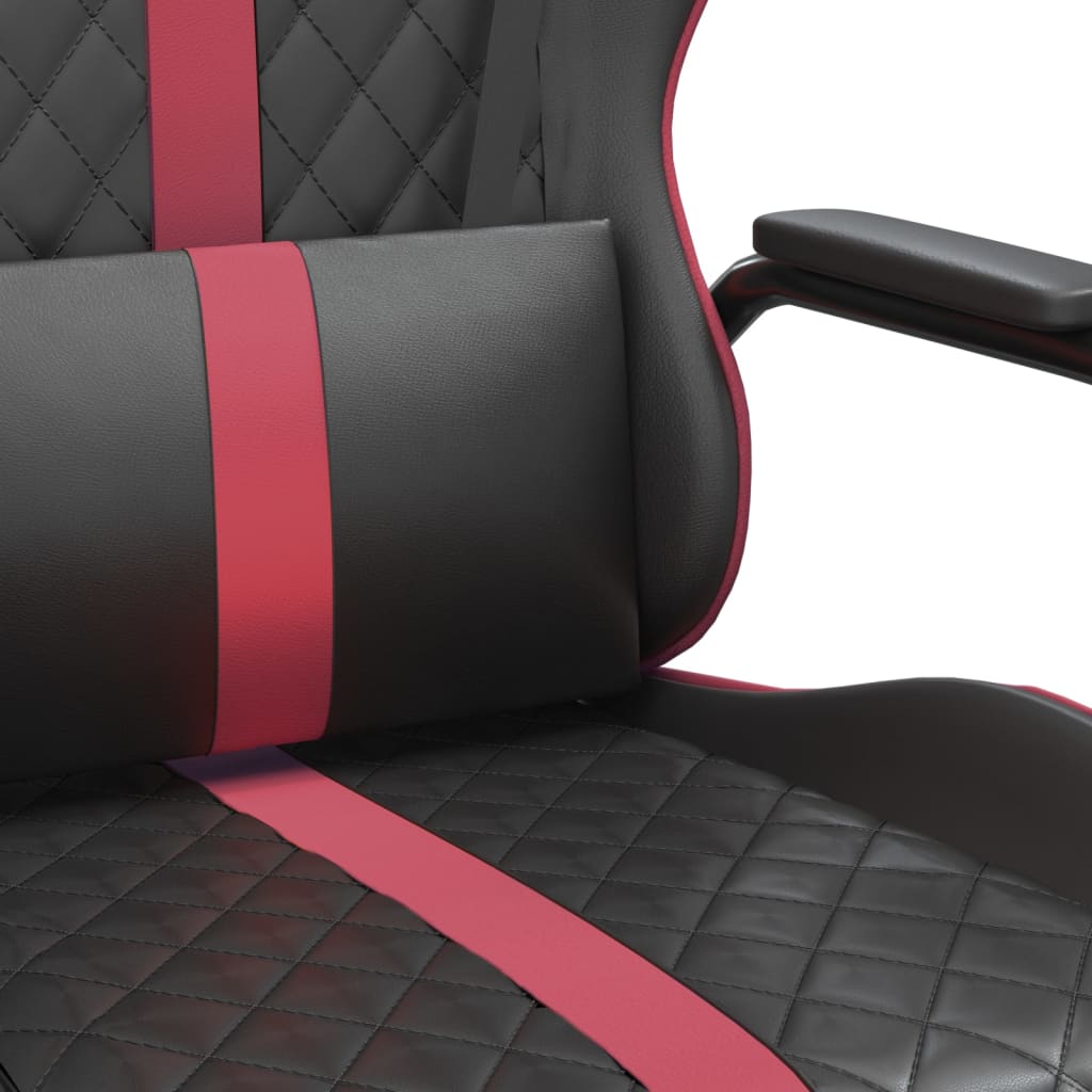 Gaming-Stuhl mit Massagefunktion Weinrot und Schwarz Kunstleder