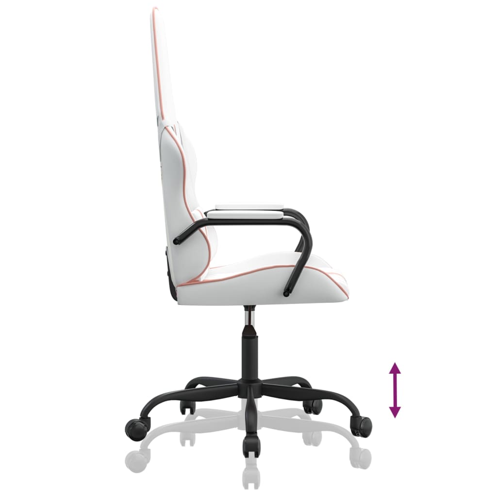 Gaming-Stuhl mit Massagefunktion Rosa und Weiß Kunstleder