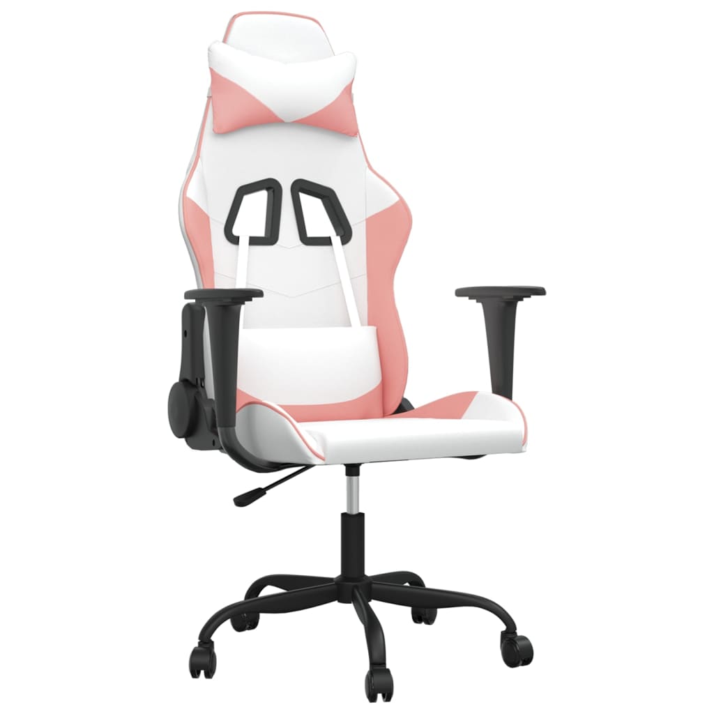 Gaming-Stuhl Weiß und Rosa Kunstleder