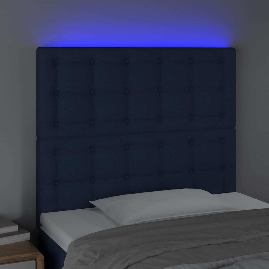 LED Kopfteil Blau 80x5x118/128 cm Stoff