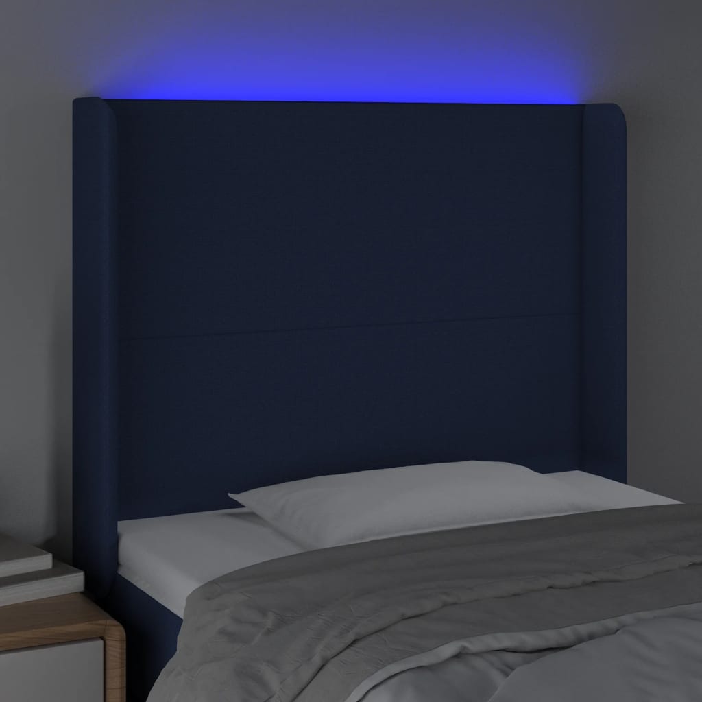 LED Kopfteil Blau 83x16x118/128 cm Stoff