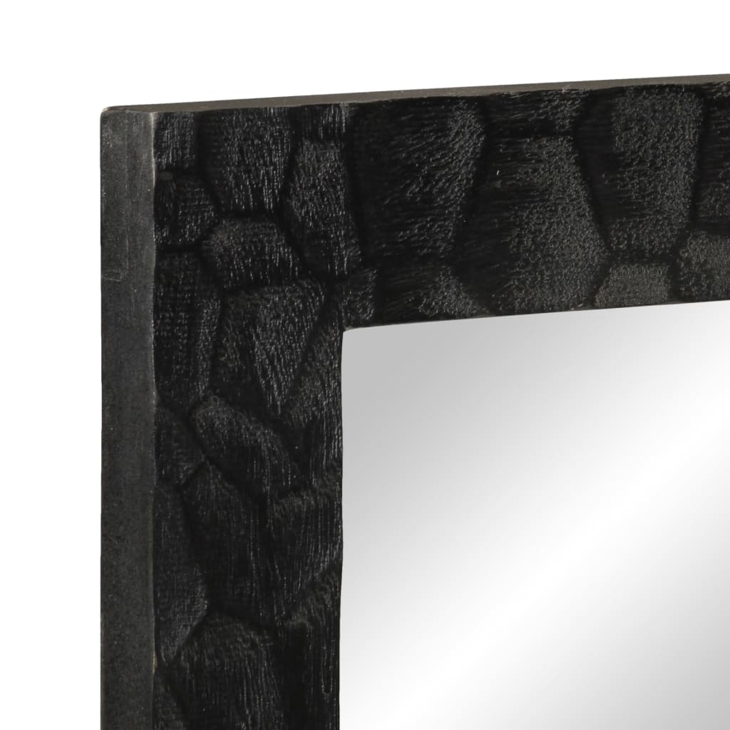 Badspiegel Schwarz 50x70x2,5 cm Massivholz Mango und Glas