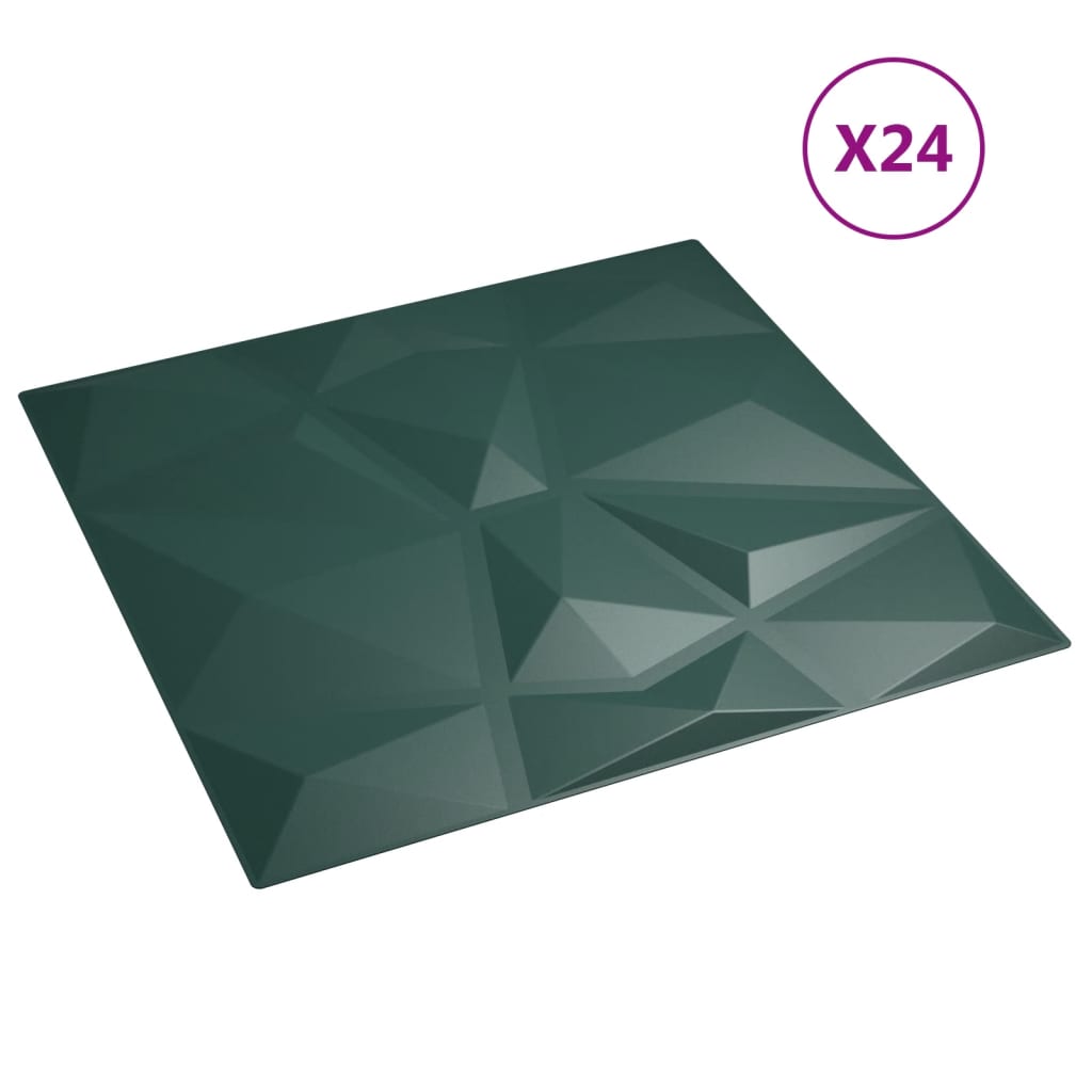 Wandpaneele 24 Stk. Grün 50x50 cm XPS 6 m² Diamant