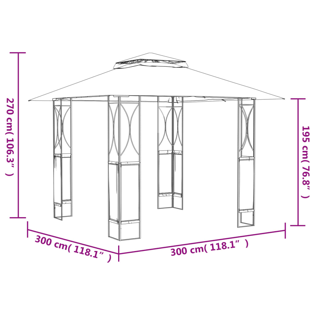 Pavillon mit Dach Anthrazit 300x300x270 cm Stahl