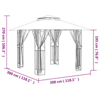 Thumbnail for Pavillon mit Seitenwänden Anthrazit 300x300x270 cm Stahl