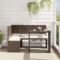 Thumbnail for Gartensofa in L-Form mit Tisch und Kissen Braun Poly Rattan