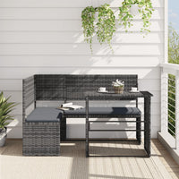 Thumbnail for Gartensofa in L-Form mit Tisch und Kissen Grau Poly Rattan