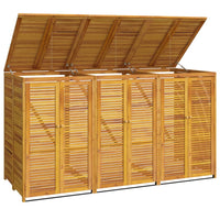 Thumbnail for Mülltonnenbox für 3 Tonnen 210x89x117 cm Massivholz Akazie
