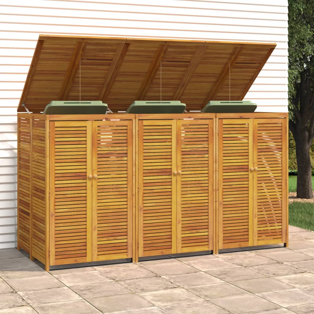 Mülltonnenbox für 3 Tonnen 210x89x117 cm Massivholz Akazie