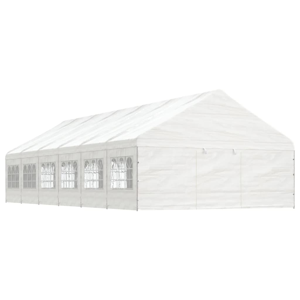 Pavillon mit Dach Weiß 13,38x5,88x3,75 m Polyethylen