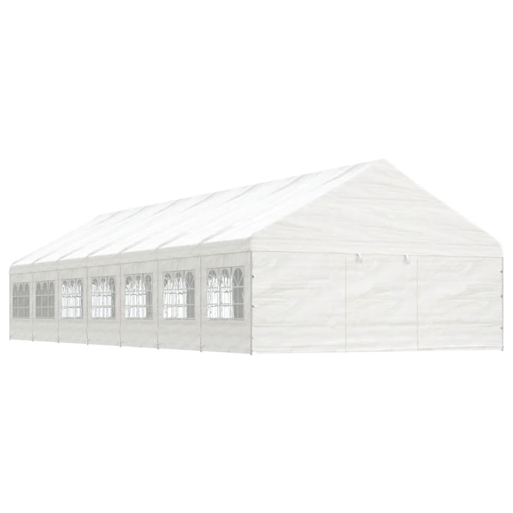 Pavillon mit Dach Weiß 15,61x5,88x3,75 m Polyethylen