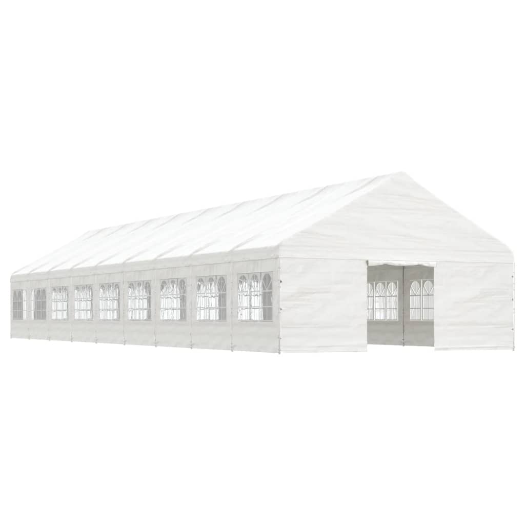 Pavillon mit Dach Weiß 20,07x5,88x3,75 m Polyethylen