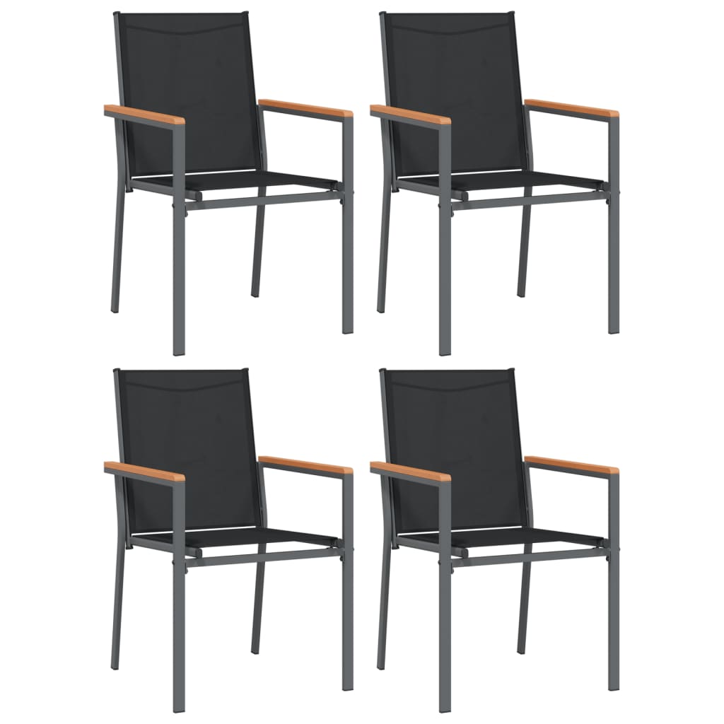 Gartenstühle 4 Stk. Schwarz 55x61,5x90 cm Textilene und Stahl