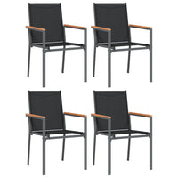 Thumbnail for Gartenstühle 4 Stk. Schwarz 55x61,5x90 cm Textilene und Stahl