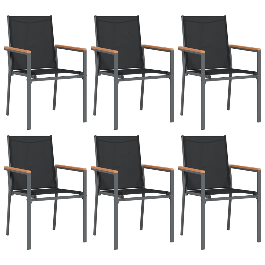 Gartenstühle 6 Stk. Schwarz 55x61,5x90 cm Textilene und Stahl