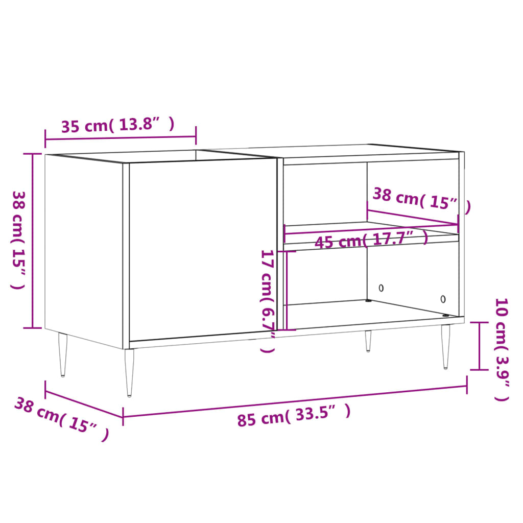 Plattenschrank Braun Eichen-Optik 85x38x48 cm Holzwerkstoff