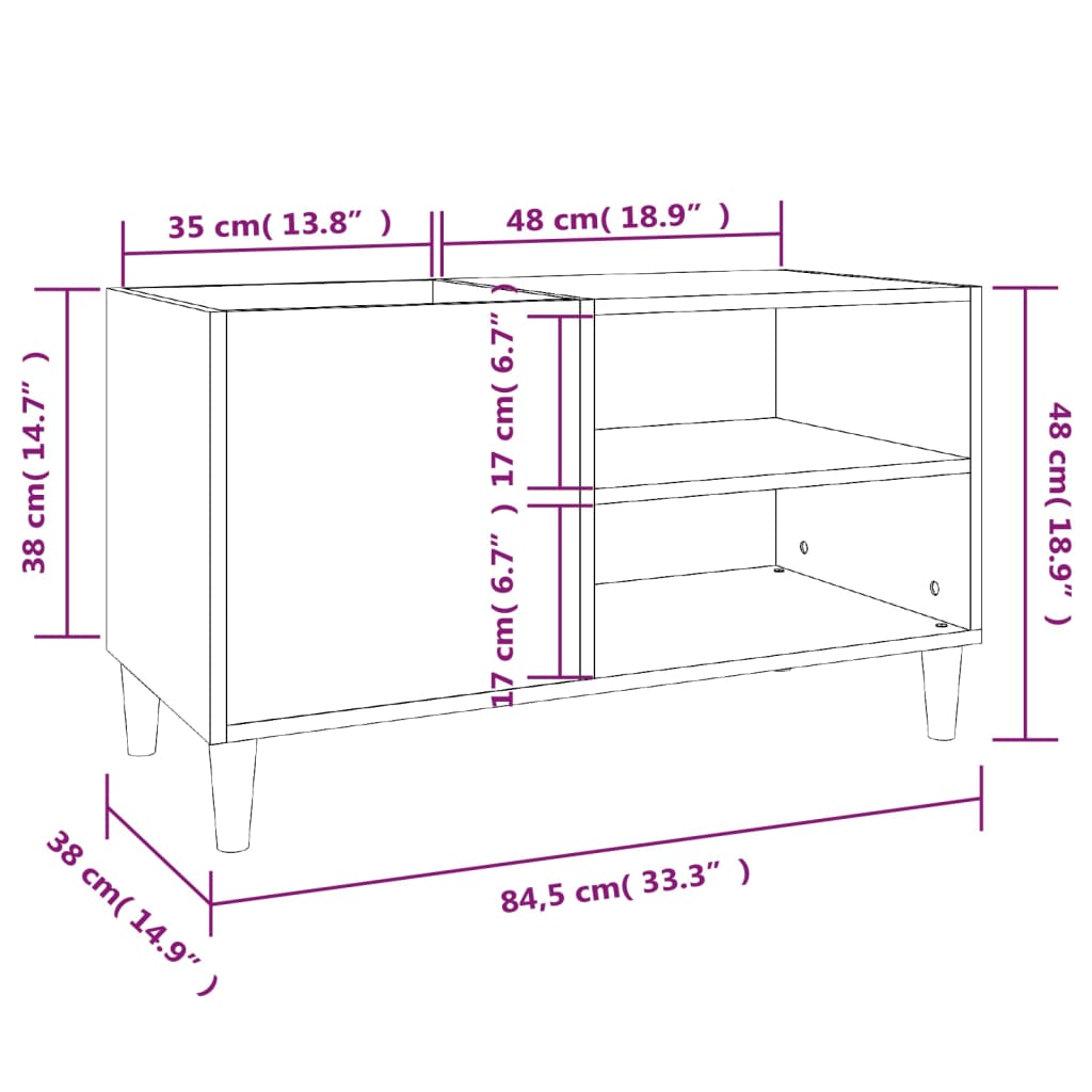 Plattenschrank Hochglanz-Weiß 84,5x38x48 cm Holzwerkstoff