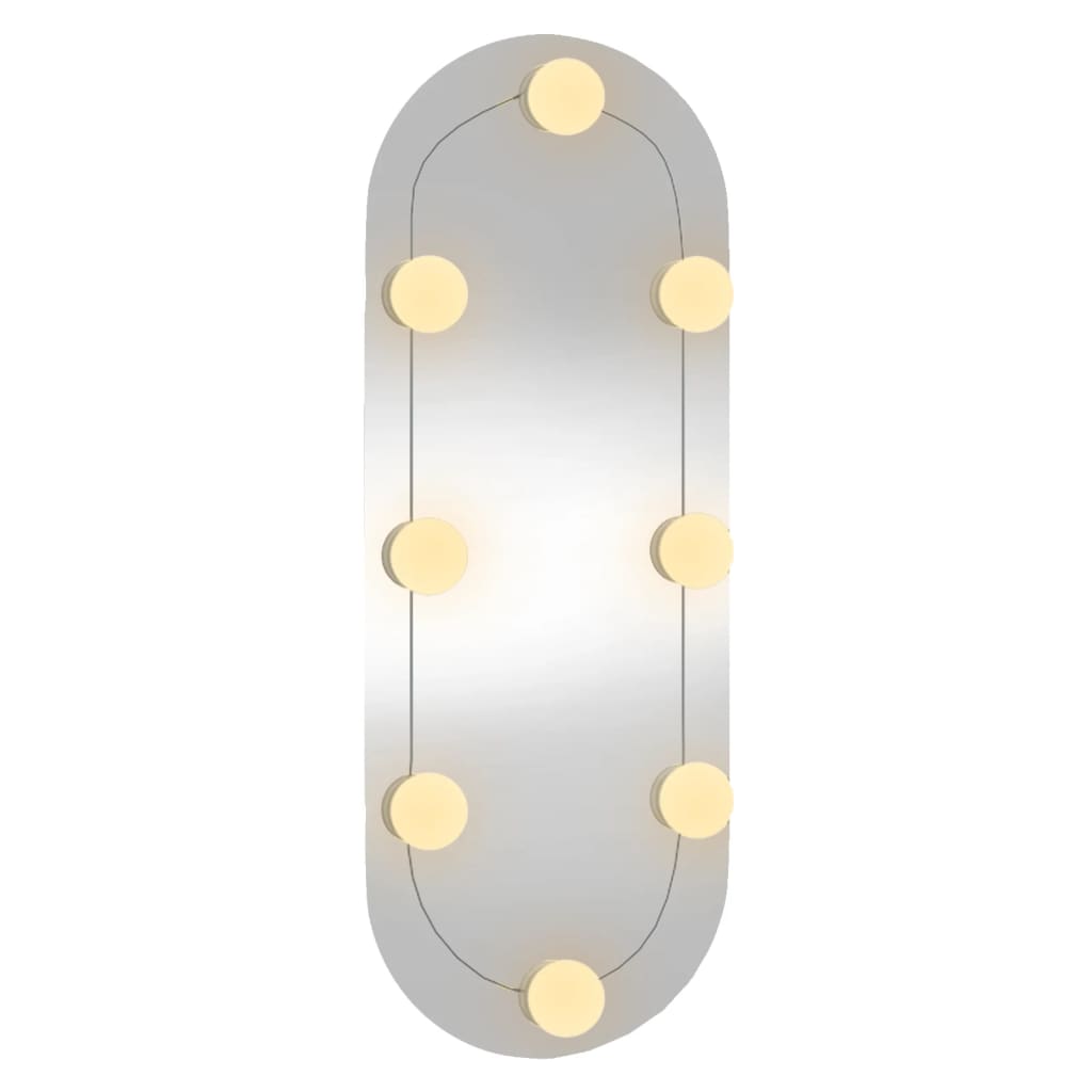 Wandspiegel mit LED-Leuchten 20x50 cm Glas Oval