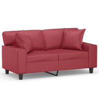 Thumbnail for 2-Sitzer-Sofa mit Zierkissen Weinrot 120 cm Kunstleder