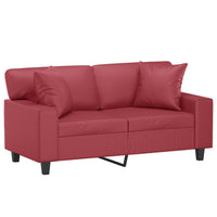 Thumbnail for 2-Sitzer-Sofa mit Zierkissen Weinrot 120 cm Kunstleder