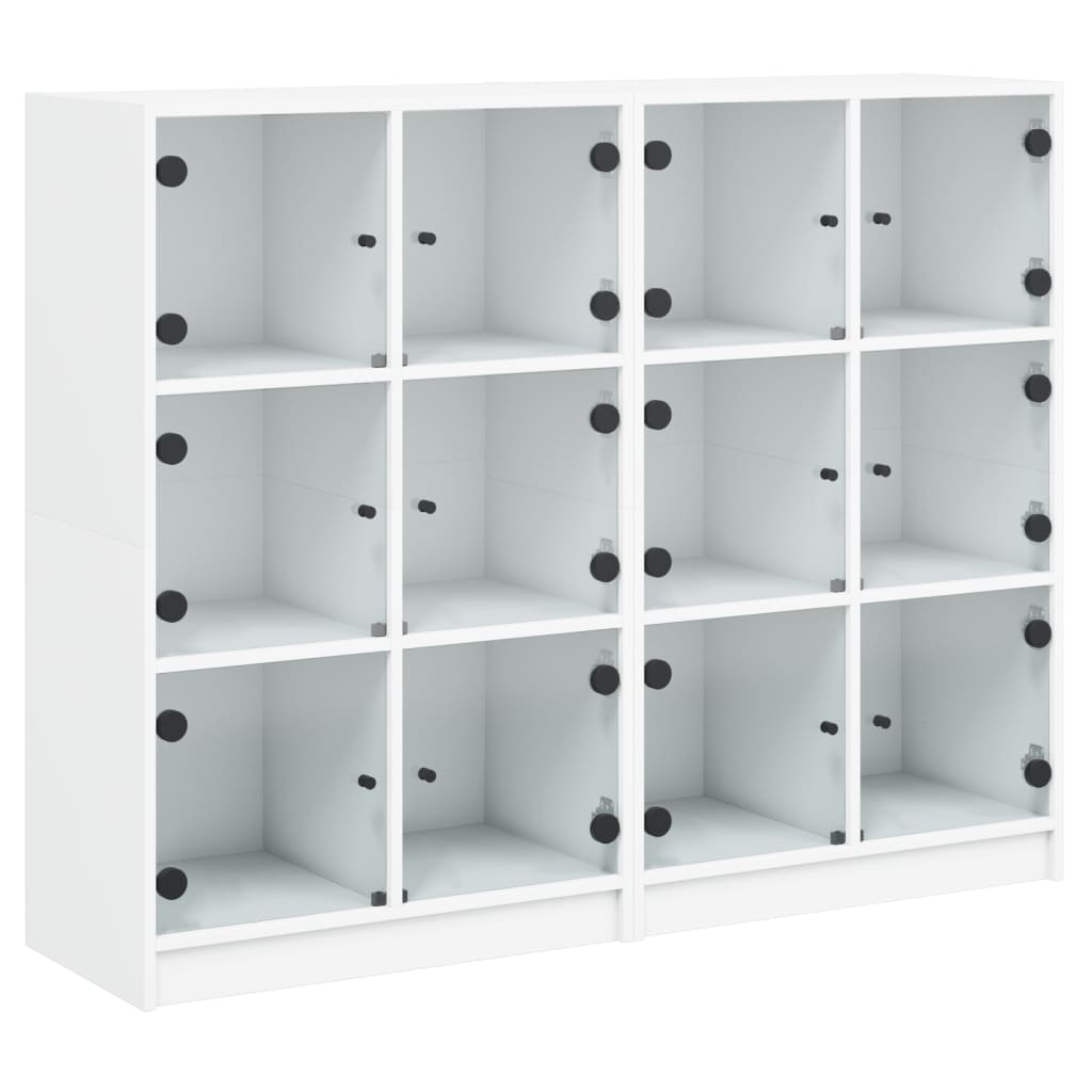 Bücherregal mit Türen Weiß 136x37x109 cm Holzwerkstoff