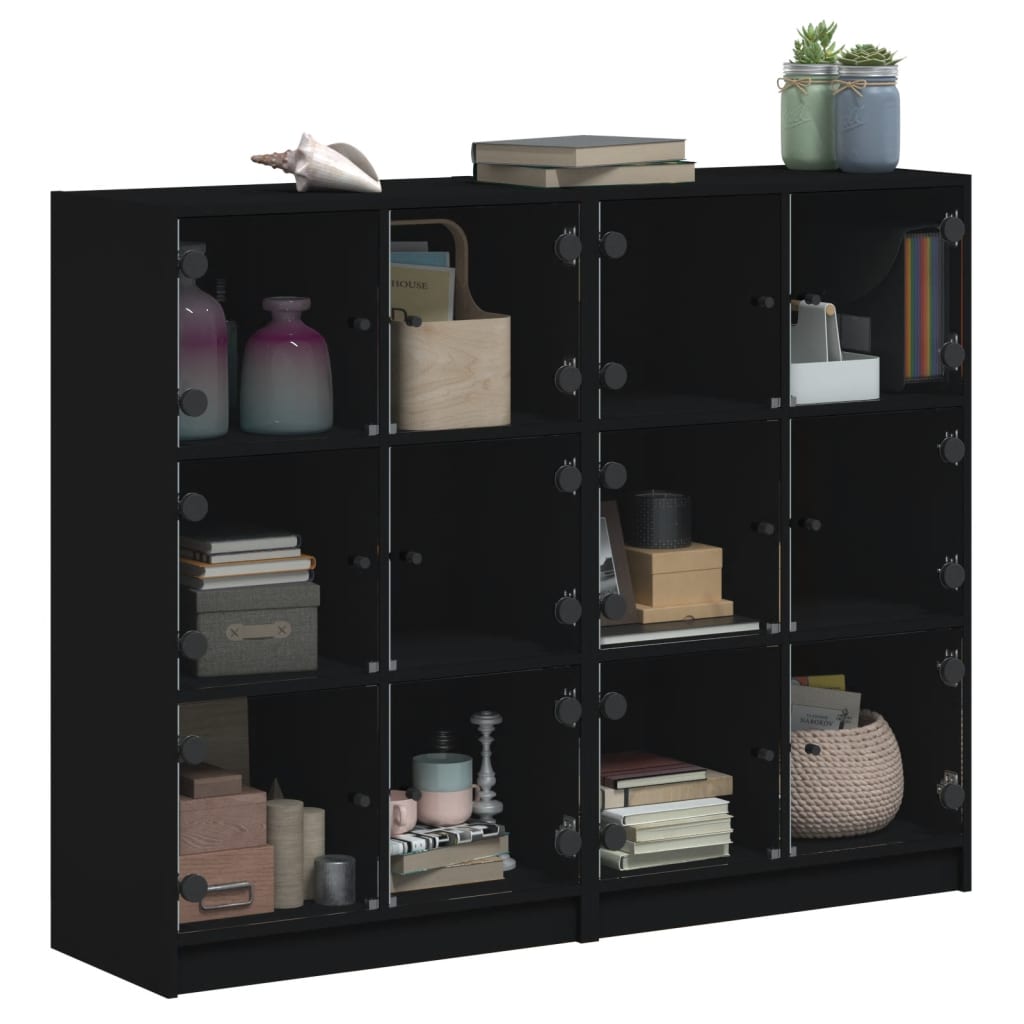 Bücherregal mit Türen Schwarz 136x37x109 cm Holzwerkstoff