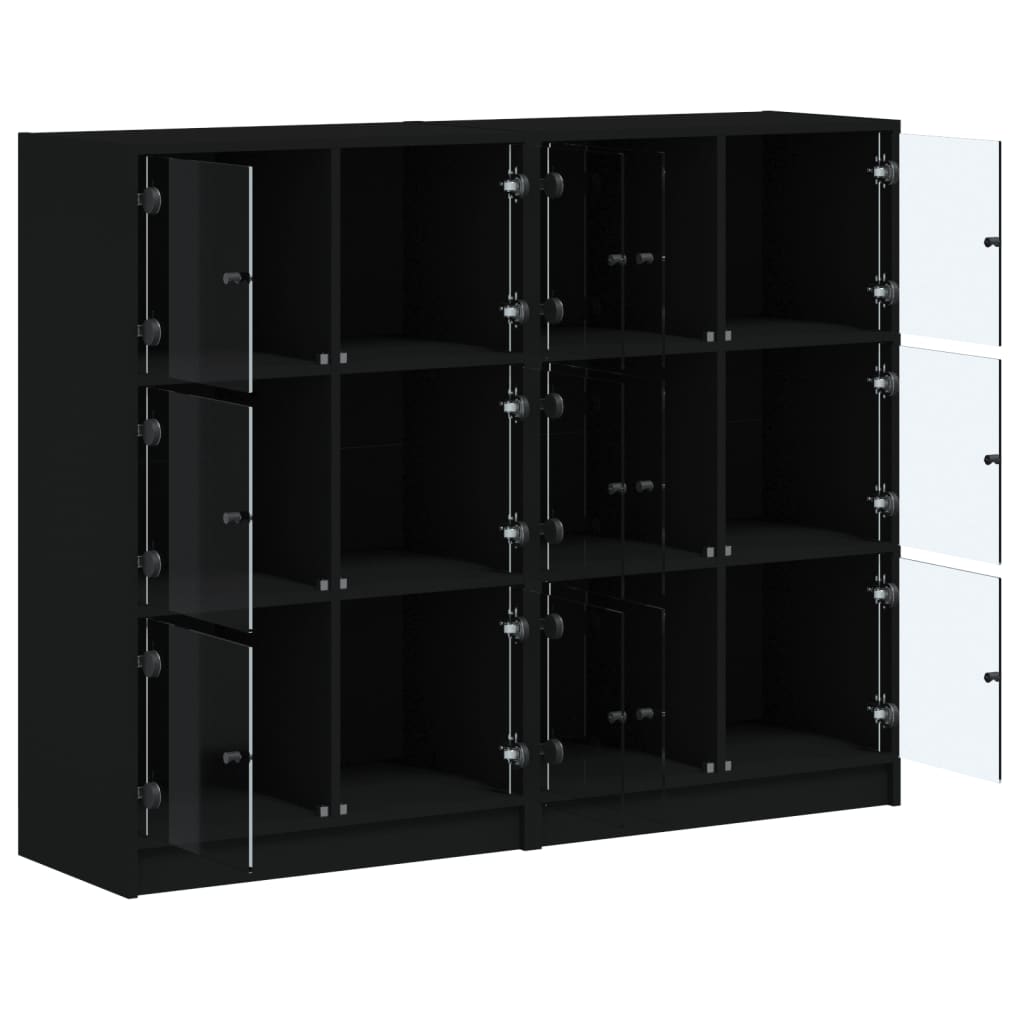 Bücherregal mit Türen Schwarz 136x37x109 cm Holzwerkstoff