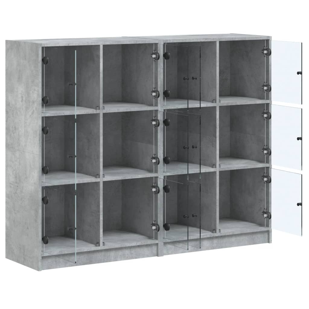 Bücherregal mit Türen Betongrau 136x37x109 cm Holzwerkstoff