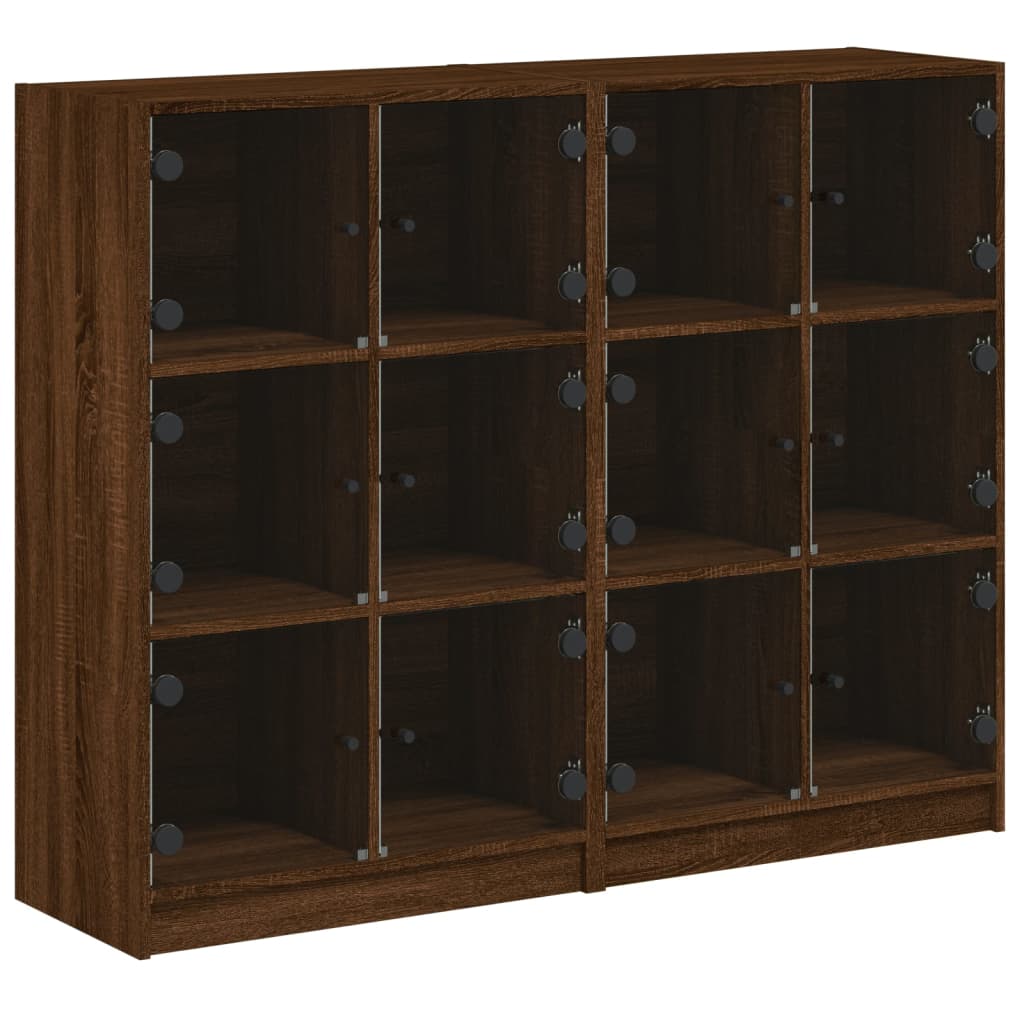 Bücherregal mit Türen Braun Eichen-Optik 136x37x109 cm
