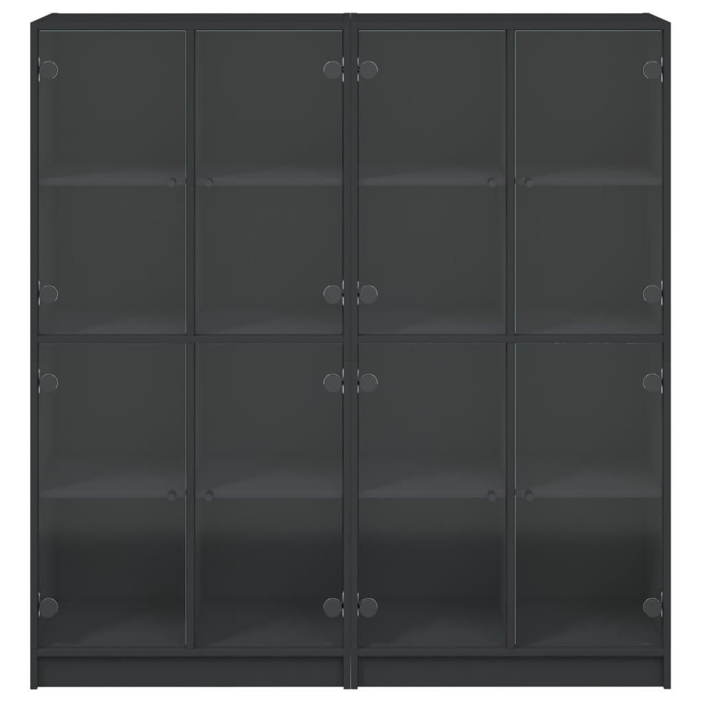 Bücherschrank mit Türen Schwarz 136x37x142 cm Holzwerkstoff