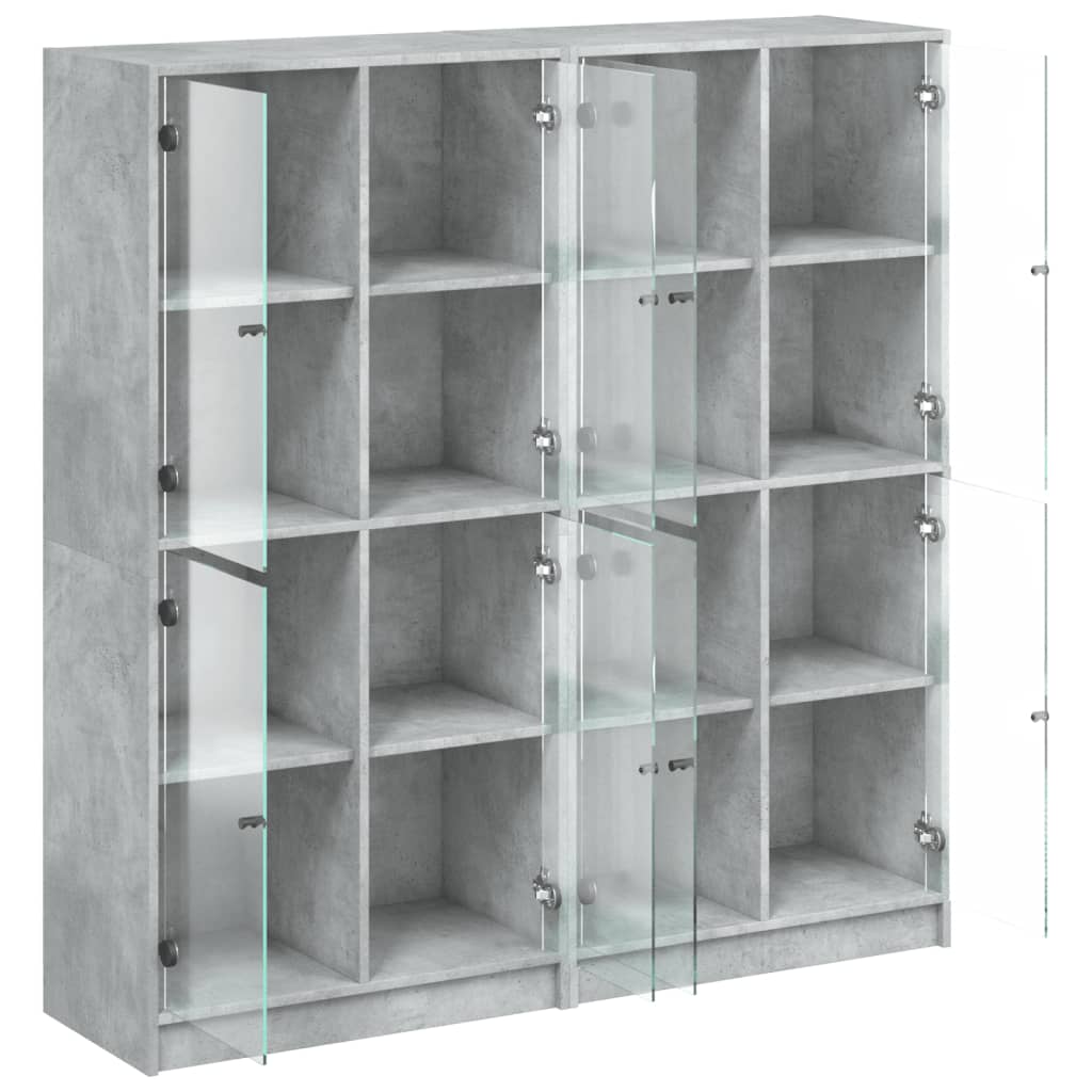 Bücherschrank mit Türen Betongrau 136x37x142 cm Holzwerkstoff