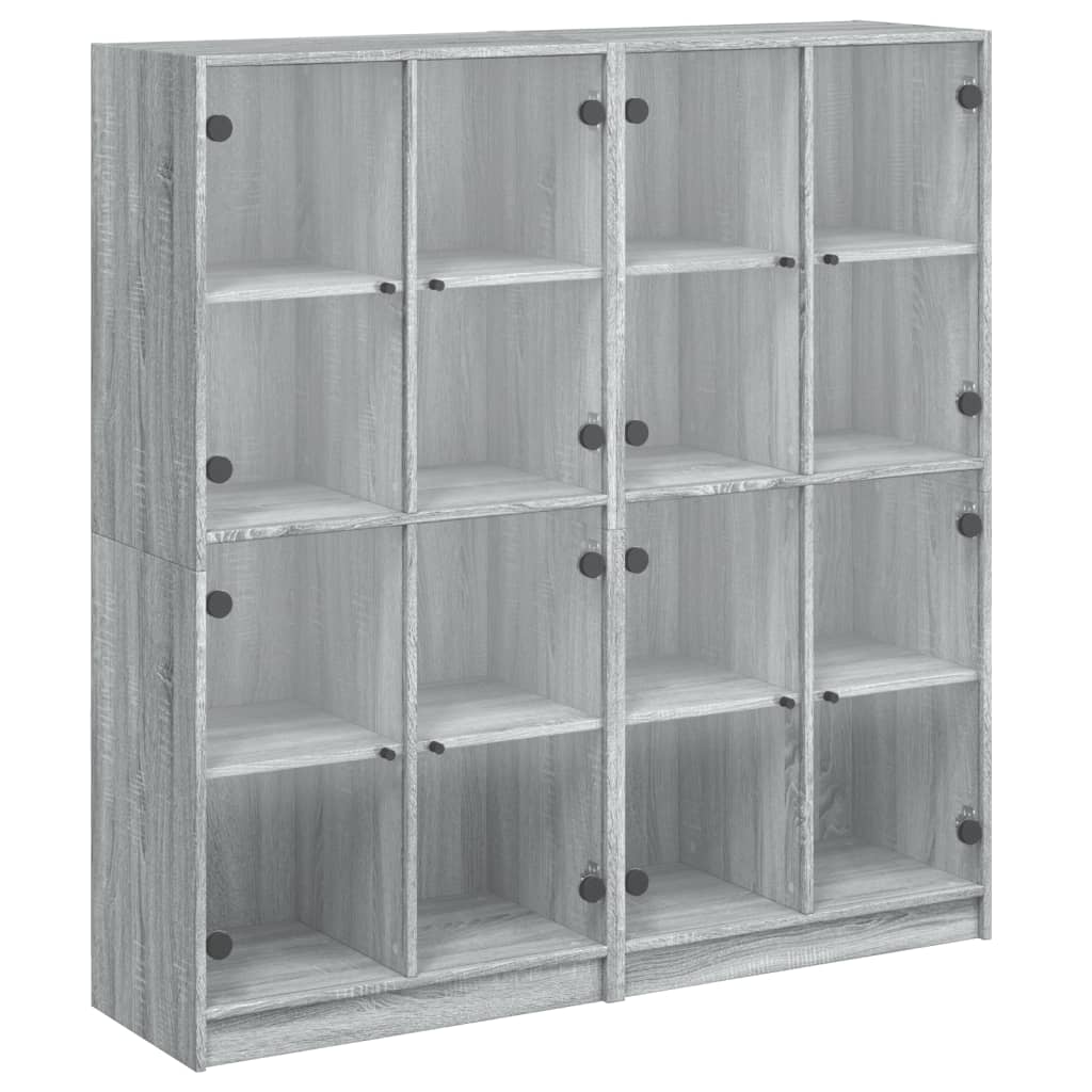 Bücherschrank mit Türen Grau Sonoma 136x37x142 cm Holzwerkstoff