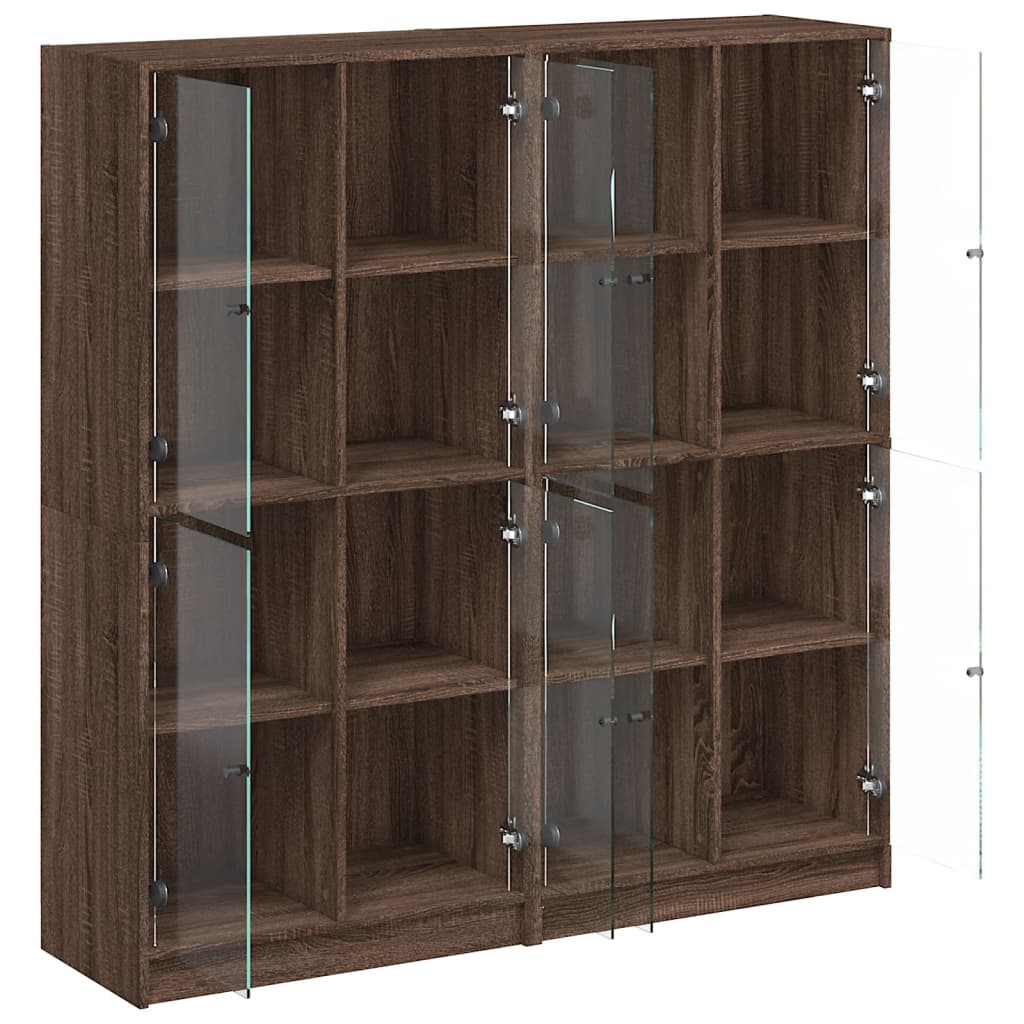 Bücherschrank mit Türen Braun Eichen-Optik 136x37x142 cm