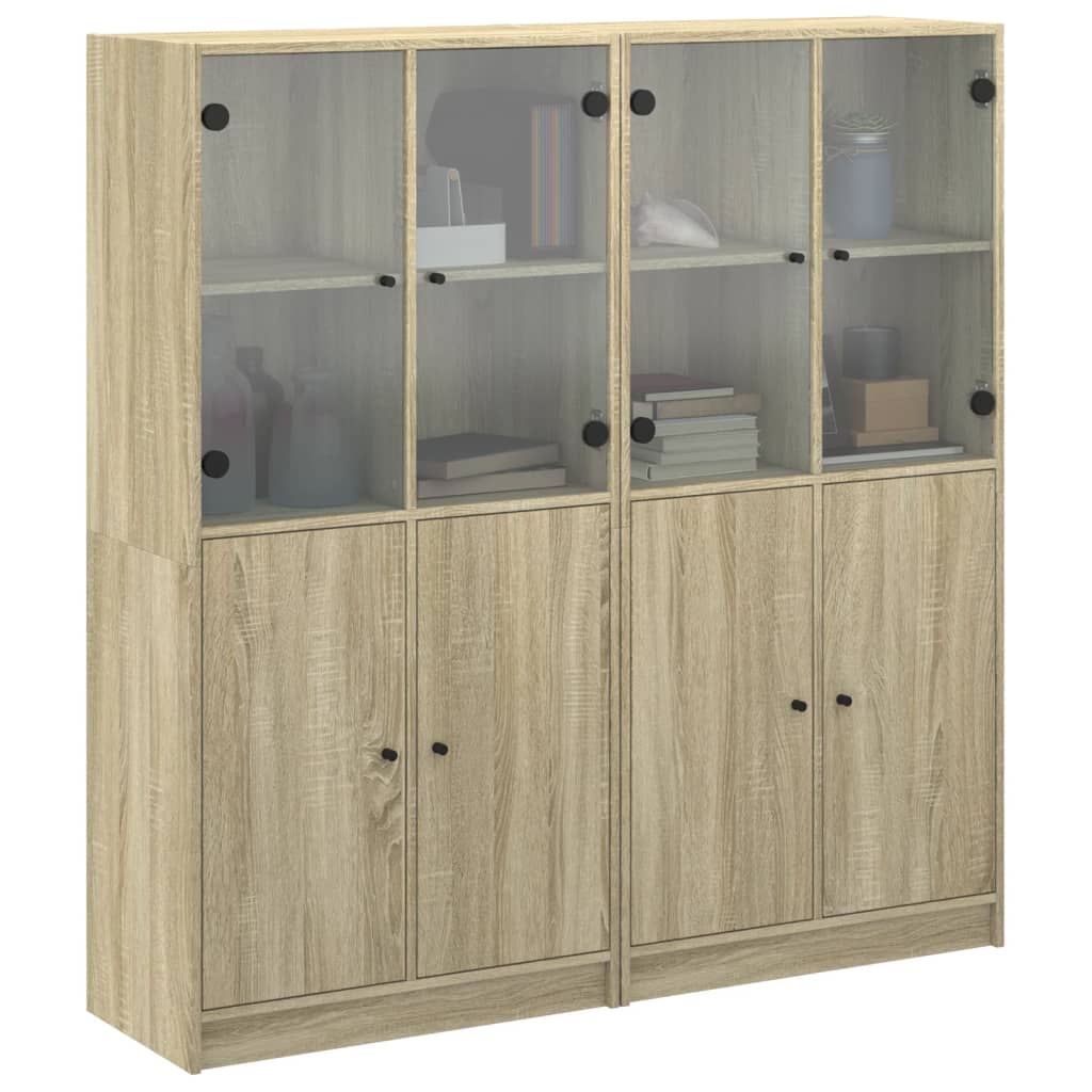 Bücherschrank mit Türen Sonoma-Eiche 136x37x142cm Holzwerkstoff